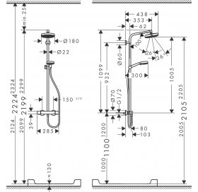 Душевая система Hansgrohe Crometta 160 Showerpipe + термостат 27264400