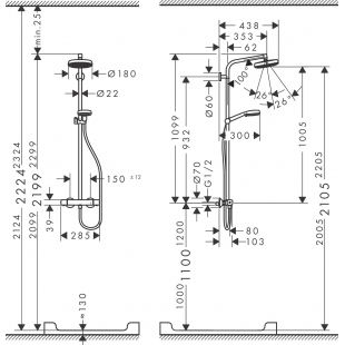 Душевая система Hansgrohe Crometta 160 Showerpipe + термостат 27265400