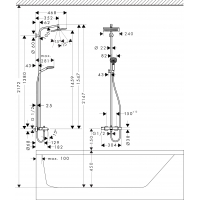 Душевая система для ванны Hansgrohe Crometta E 240 1jet Showerpipe  с термостатом, хром ( 27298000 )