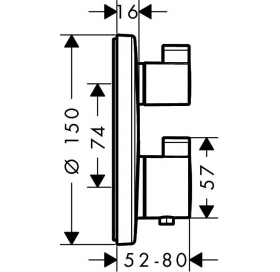 Смеситель-термостат Hansgrohe Ecostat  S  с запорным/переключающим вентилем 15758000
