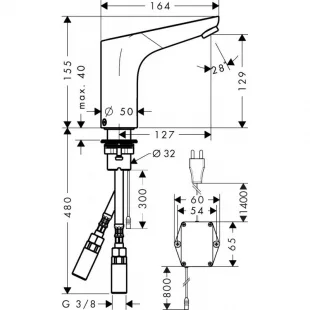 Смеситель для раковины электронный Hansgrohe Focus, 31173000