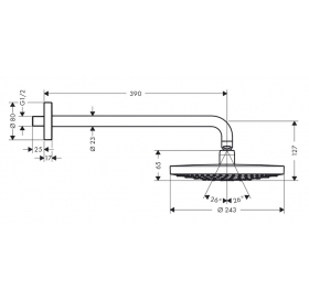 Верхний душ с кронштейном Hansgrone Raindance Select S 240 2jet, 26466400