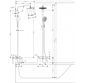 Набор для комплектации душа HANSGROHE Raindance Select S 240 Showerpipe для ванны с термостатом, хро