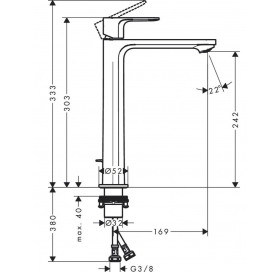 Смеситель Hansgrohe Rebris S 240 CoolStart EcoSmart+ для умывальника с д/у pop-up. Chrome 72590000
