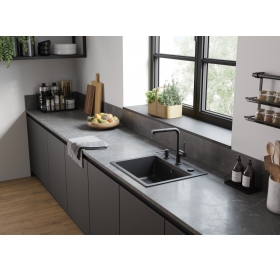 Кухонная мойка Hansgrohe S52, гранит, прямоугольник, без крыла, 550х490х190мм, чаша - 1, врезная, S520-F510, черный графит, 43359170