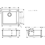 Кухонна мийка Hansgrohe S711-F450 на стільницю 2x35d 550х500 Stainless Steel (43305800) (виставковий зразок)