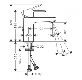 Смеситель для раковины Hansgrohe Vernis S 100 хром 71541000