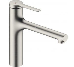 Смеситель кухонный Hansgrohe Zesis  M33 160 2jet  с выдвижным изливом Stainless Steel Finish 74801800