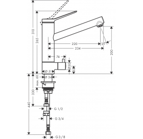 Змішувач кухонний  Hansgrohe Zesis  M33 200 1jet  з запірним клапаном CoolStart Chrome 74807000