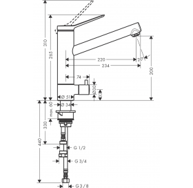 Змішувач кухонний  Hansgrohe Zesis  M33 200 1jet  з запірним клапаном Chrome 74808000