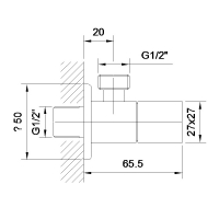 Угловой вентиль Impres Grafiky, четверть оборота G1/2-G1/2, ZMK041807001