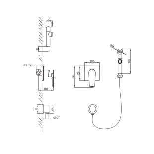 Набор смеситель скрытого монтажа IMPRESE GRAFIKY, с гигиеническим душем, ZMK061901120