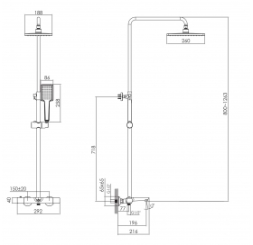 Душевая система с термостатическим смесителем и ручным душем Imprese Bilovec T-10256