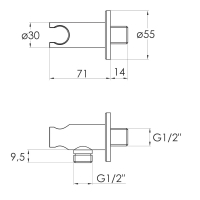 Шланговое подсоединение с настенным держателем, IMPRESE, форма R, HC03
