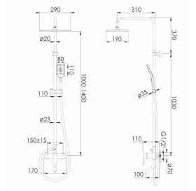 Душевая система IMPRESE MODUS f03008201SB