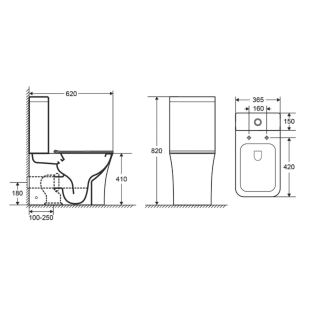 Унітаз безободковий IMPRESE NARON Rimless Компакт підлоговий до стіни, сидіння Slim slow-closing, i11618