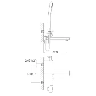 Змішувач для ванни IMPRESE Smart Click ZMK101901040 із душовим гарнітуром