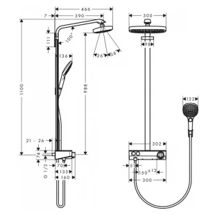 Душевая система Hansgrohe Raindance Select E 2JET Ecosmart 27283400