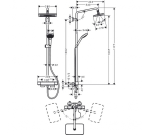 Душова система Hansgrohe Croma E душова система з термостатом, хром 27630000