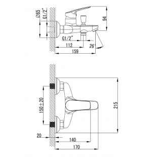 Змішувач для ванни Primera Shape 10120015