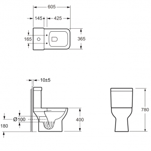 Унітаз компакт Primera Basic 3590020 обідковий з кришкою soft-close, білий глянець