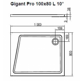 Душовий піддон GIGANT PRO 100x80 L 10 °, XA05A40101L