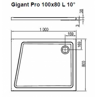 Душевой поддон GIGANT PRO 100x80 L 10°, XA05A40101L