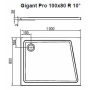  Душовий піддон GIGANT PRO 100x80 R 10 °, XA05A40101P