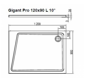 Душевой поддон GIGANT PRO 120x90 L 10°, XA05G70101L