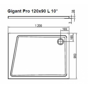 Душевой поддон GIGANT PRO 120x90 L 10°, XA05G70101L