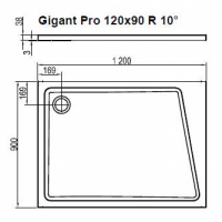 Душевой поддон GIGANT PRO 120x90 R 10°, XA05G70101P