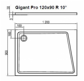 Душевой поддон GIGANT PRO 120x90 R 10°, XA05G70101P