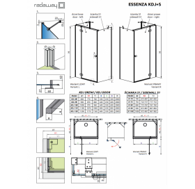 Боковая стенка Radaway Essenza/KDJ 900x200 хром/прозрачное стекло 1384050-01-01