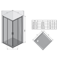 Квадратна душова кабіна Ravak BLIX BLRV2K-100 полірований алюміній TRANSPARENT, 1XVA0C00Z1