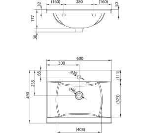 Раковина подвесная Ravak CLASSIC 600, 60x49 см, XJD01160000