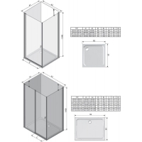 Стінка для душової кабінки Ravak CHROME CPS-80 Transparent, профіль сатин, скло, 9QV40U00Z1