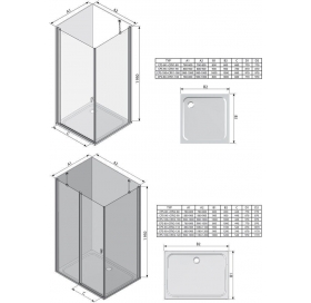 Стінка для душової кабінки Ravak CHROME CPS - 90 Transparent, білий профіль, скло, 9QV70100Z1
