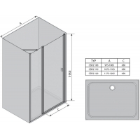 Душові двері Ravak CHROME CSD 2 - 110 Transparent, профіль сатин, безпечне скло, 0QVDCU00Z1