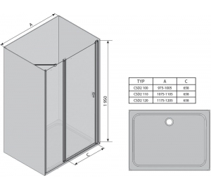 Душевая дверь Ravak CHROME CSD 2 - 120 Transparent, полированный алюминий, безопасное стекло, 0QVGCC