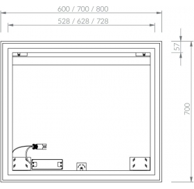 Дзеркало Ravak OBLONG I 600x700 з LED підсвічуванням