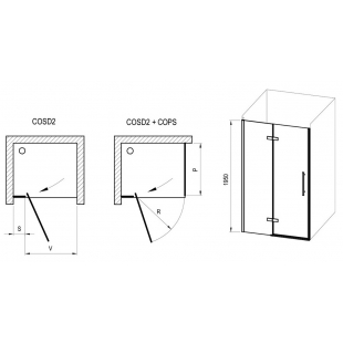 Душові двері Ravak Cool COSD2-120 Transparent, Чорний, безпечне скло, X0VVGC300Z1