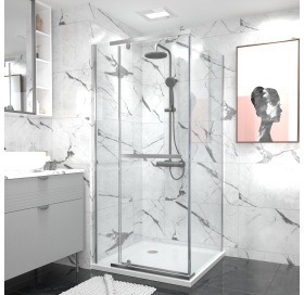 Душова штора Ravak ESDPS-90/90 Transparent полірований алюміній, RKUC500017