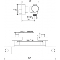 Термостатический настенный смеситель для душа Ravak Puri X070116