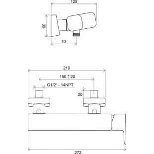 Змішувач для душу Ravak 10* TD 032.00/150, X070066