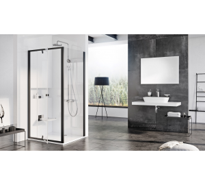 Стінка для душової кабінки Ravak PIVOT PPS - 90, чорний + TRANSPARENT, 90G70300Z1