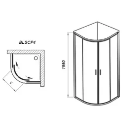 Душовий куточок Ravak BLIX Slim BLSCP4-80, полірів. алюміній + TRANSPARENT, X3BM40C00Z1