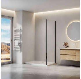 Бокова стінка Ravak SLPS-90 BRIGHT Чорний матовий, безпечне скло, RKUC500024