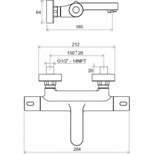 Смеситель настенный термостатический для ванны без гарнитуры Termo 300, X070097
