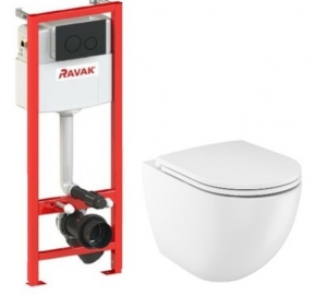 Комплект: Инсталляция Ravak SMART ECO  + Унитаз подвесной Ravak Uni Optima RimOff  + Сиденье Ravak Optima GPX2240105+X01682+X01683