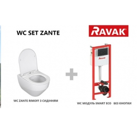 Комплект: Інсталяція Ravak SMART ECO + Унітаз підвісний Ravak ZANTE RimOff GPX22..